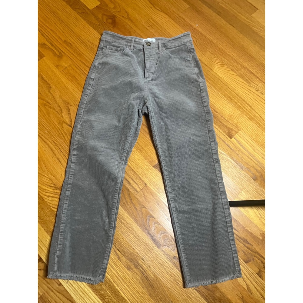 LOFT Modern Straight Leg Corduroy Pants Frayed Hem Casual Comfort 4/27